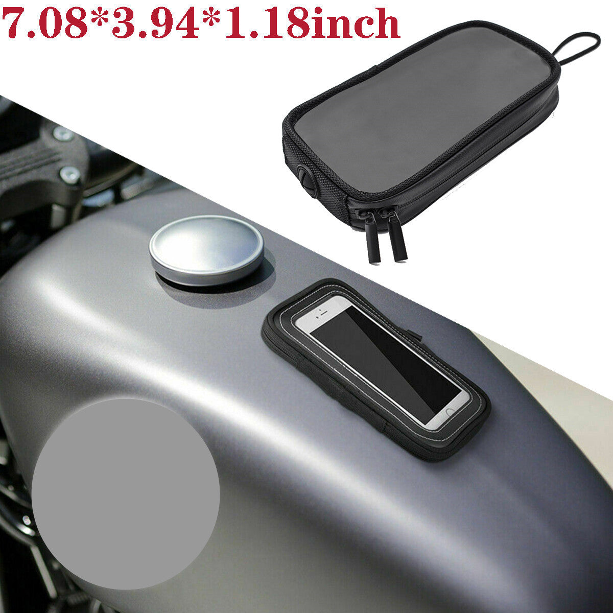 Motorcycle Magnetic Phone Pouch Touch Screen Fuel Tank Bag Holder Mount Trim Q
