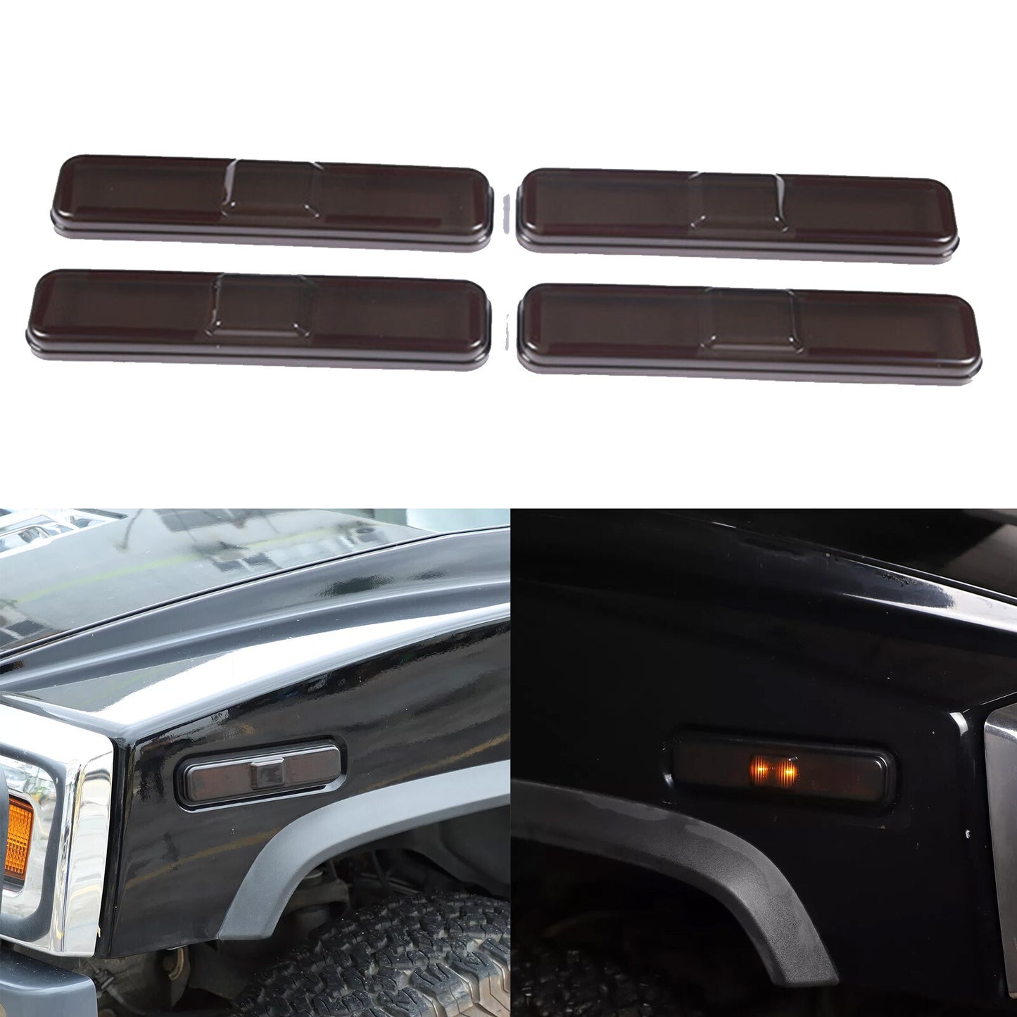 4-Pack Smoked Black Side Marking Protective Cases for HUMMER H2 (2003-2009) n