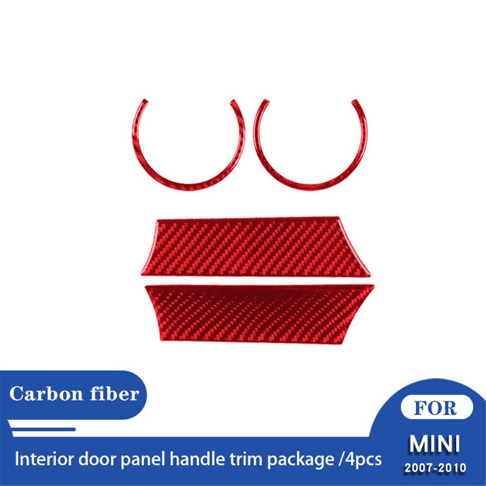 4X Red Carbon Fiber Door Handle Cover Trim Fit for Mini Cooper R56/R57 2007-2010 n