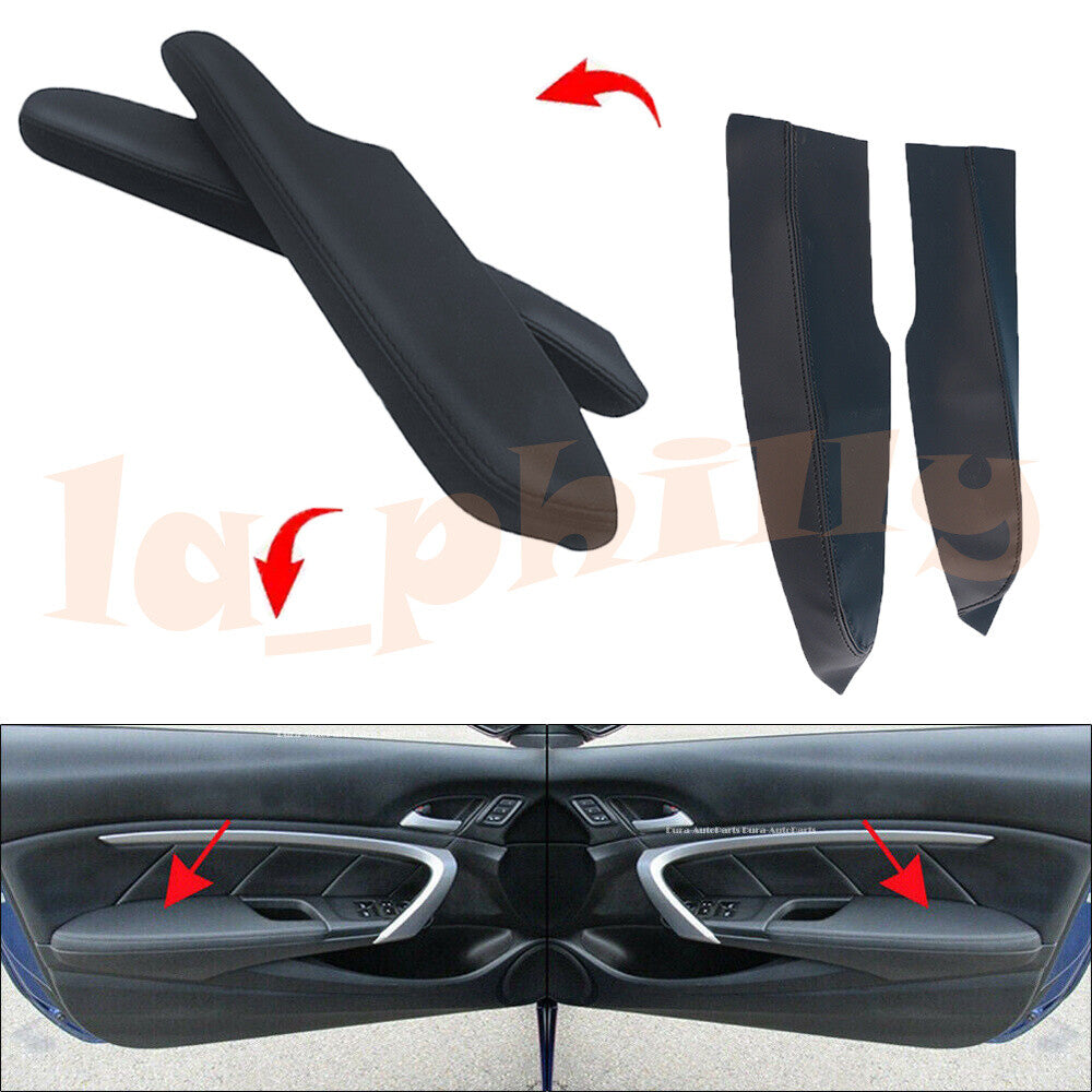 Black Fit for Honda for Civic 2006-11 Synthetic Leather Door Panels Armrest Cover Q