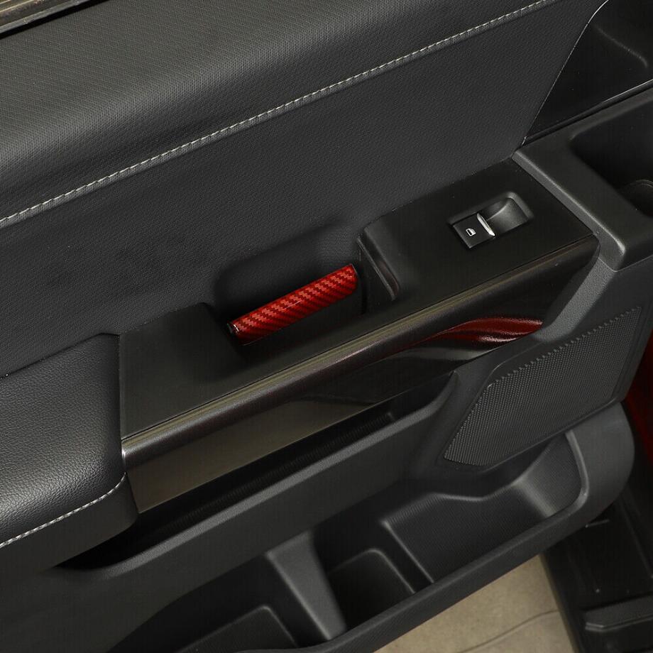 For 2021-2023 F150 Red Carbon Interior Door Handle Cover Trim Strips v