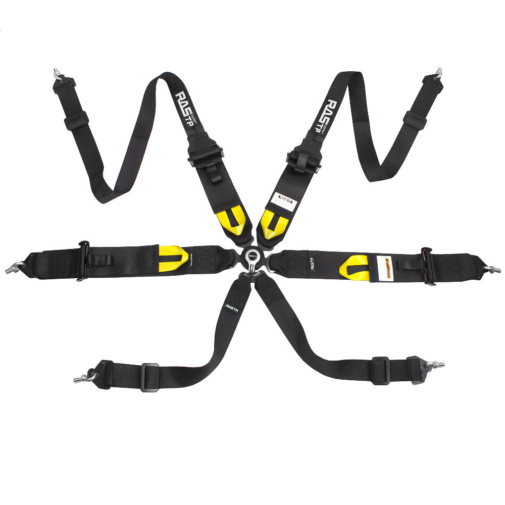 New Black RASTP 2 + 3 6-Point for Seat Belt Retractable for Seat Belts Universal Q