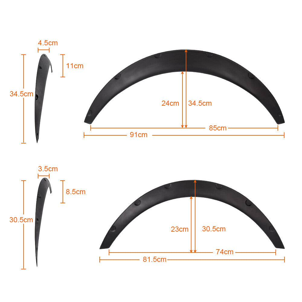 4-Piece Universal Mudguard Flare Extra Wide Body Flexible Car Wheel Arch Q