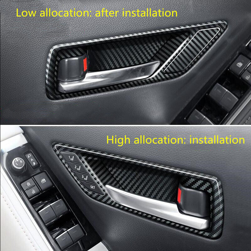 Carbon fiber interior door handle cup cover trim (4 pieces) suitable for 2023 for Toyota Crown