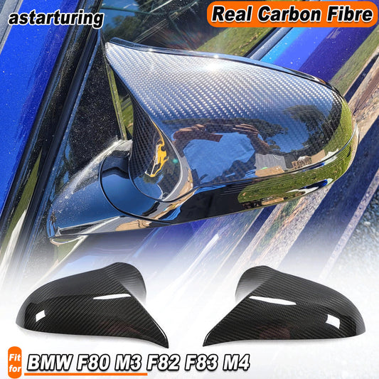 2xRHD Carbon Fiber Side Mirror Cover Caps Add-on for BMW F80 M3 F82 F83 M4 14-20