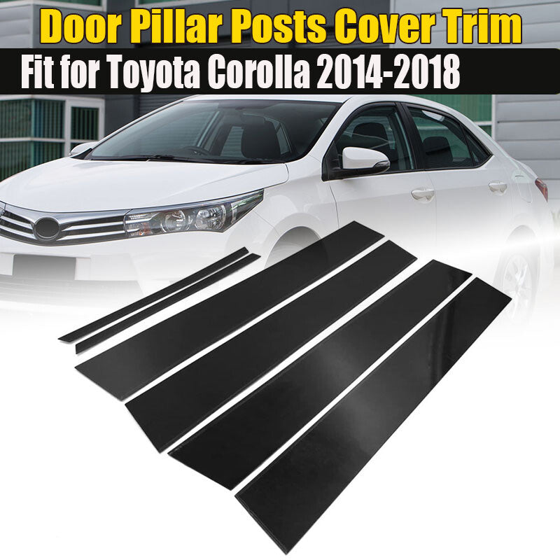 American-style window pillars, pillar caps, and door trim in glossy black for Toyota for Corolla 2014 - 2018