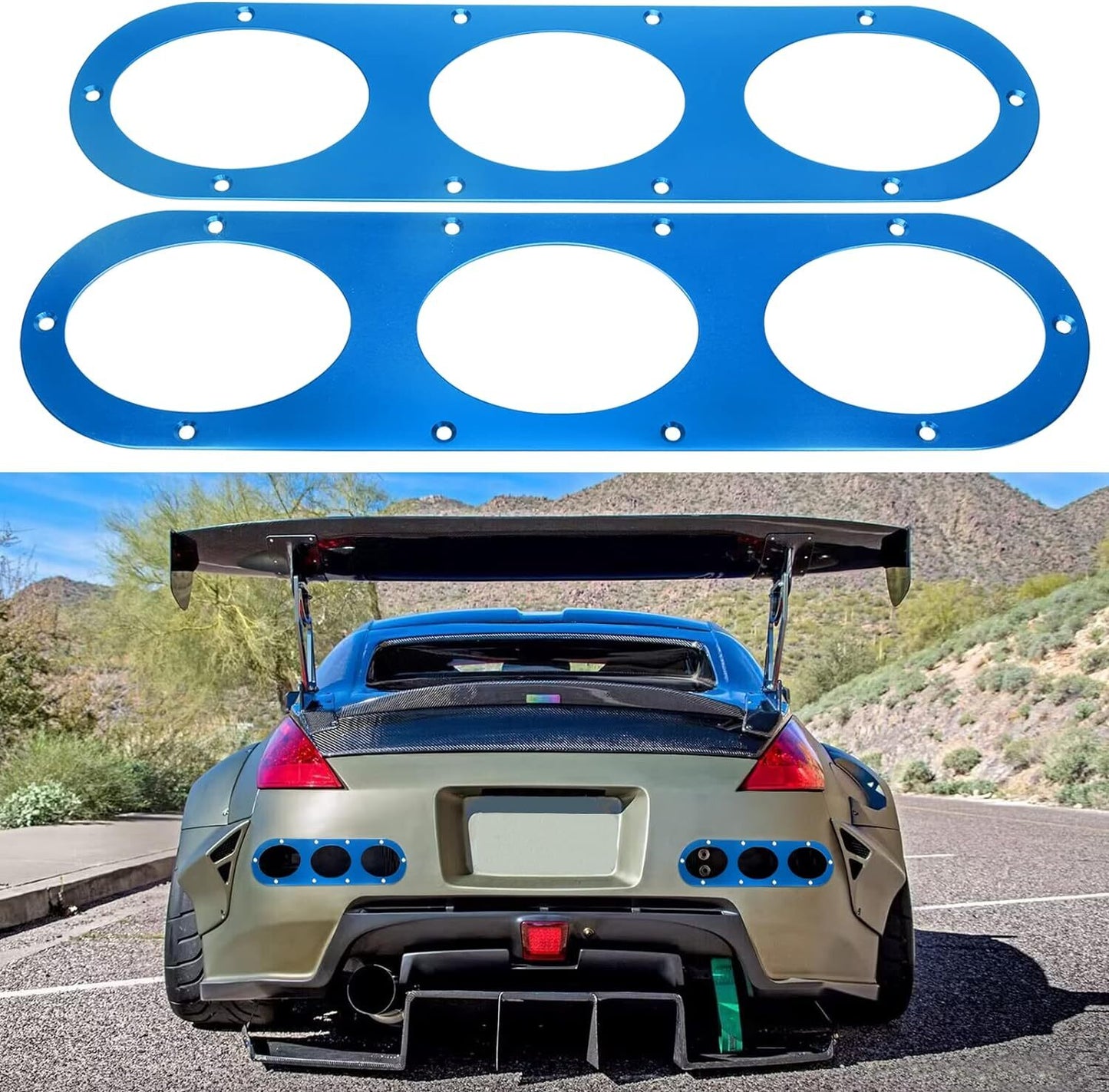 2-Piece Car Rear Bumper Racing Air Transfer Diffuser Panel Kit Universal Blue