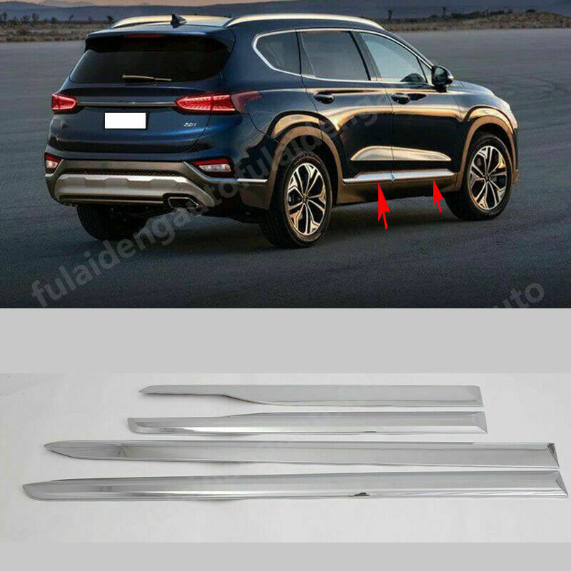 for Hyundai Santa Fe 2019-2021 ABS Chrome Body Side Door Molding Liner Trim 4Pcs