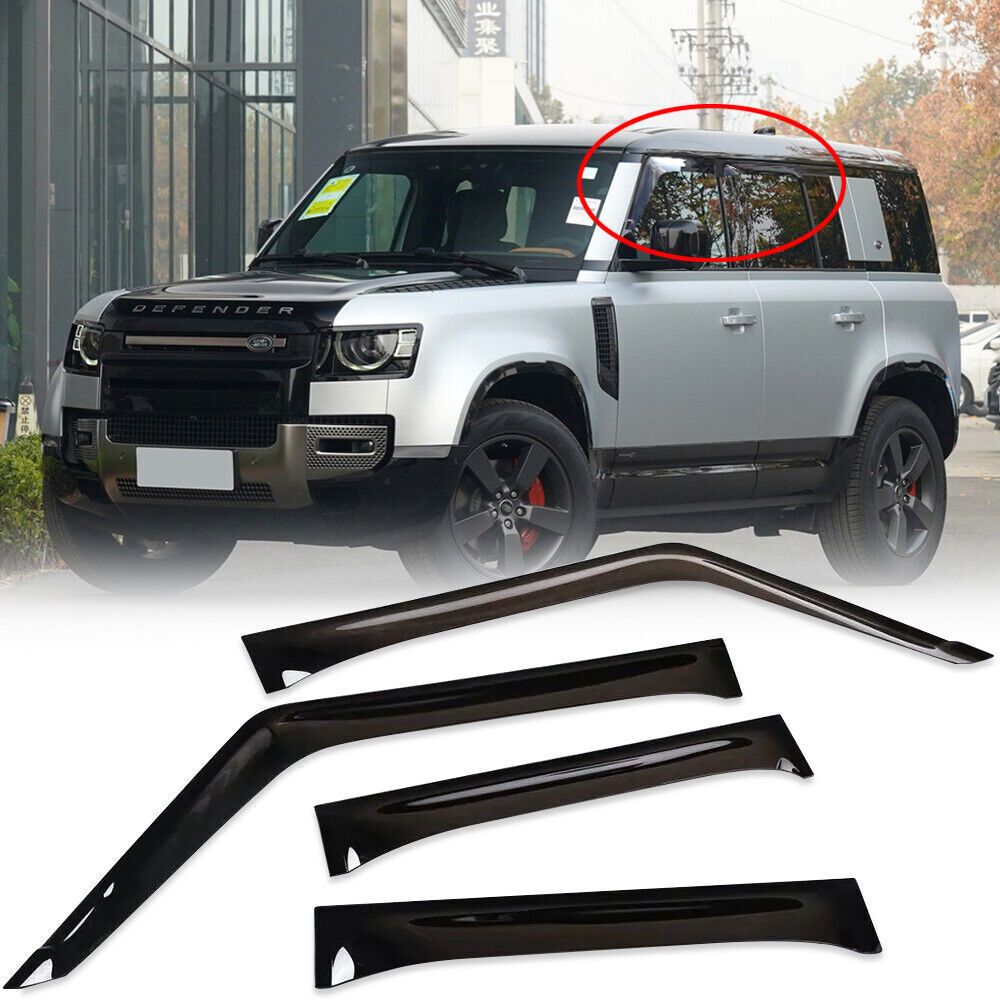 4p for Defender 110 2020-2024 Black Window Vent Visor Sun Rain Deflector Guard