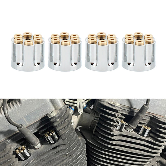 for Harley Sportster Twin Cam 1340 4x Chrome Spark Plug Head Bolt Cap Cover Plug