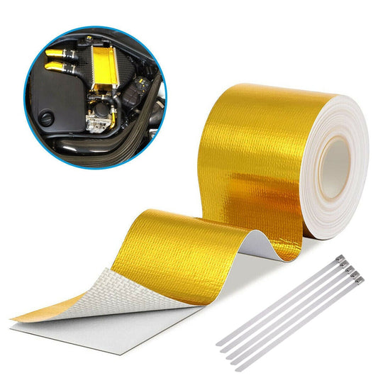 Heat-insulating tape with gold foil heat-reflective coating, self-adhesive and heat-resistant, 16'