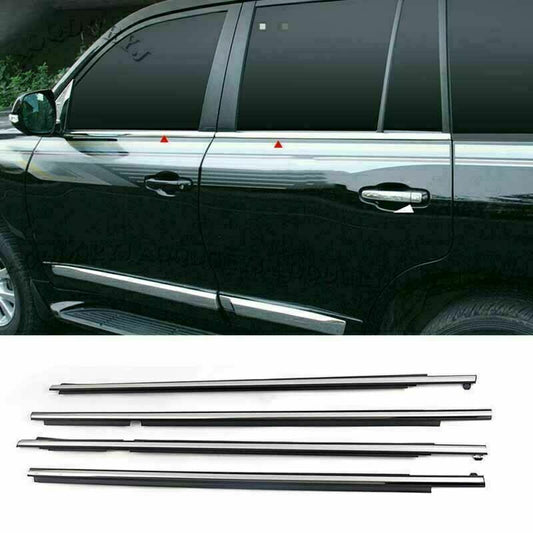 4p for Land Cruiser LC200 08-2021 Quarter  Door Belt Moulding W/ Chrome Strips