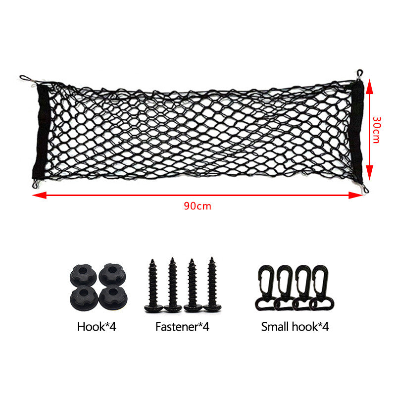 1Pcs 90*30CM Auto Rear Trunk Cargo Net Mesh Storage Organizer Pocket Small Cars Q