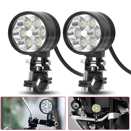 2X Motorcycle 6 LED Spot Light Headlight Fog Driving Lamp 6000K White 13W Truck