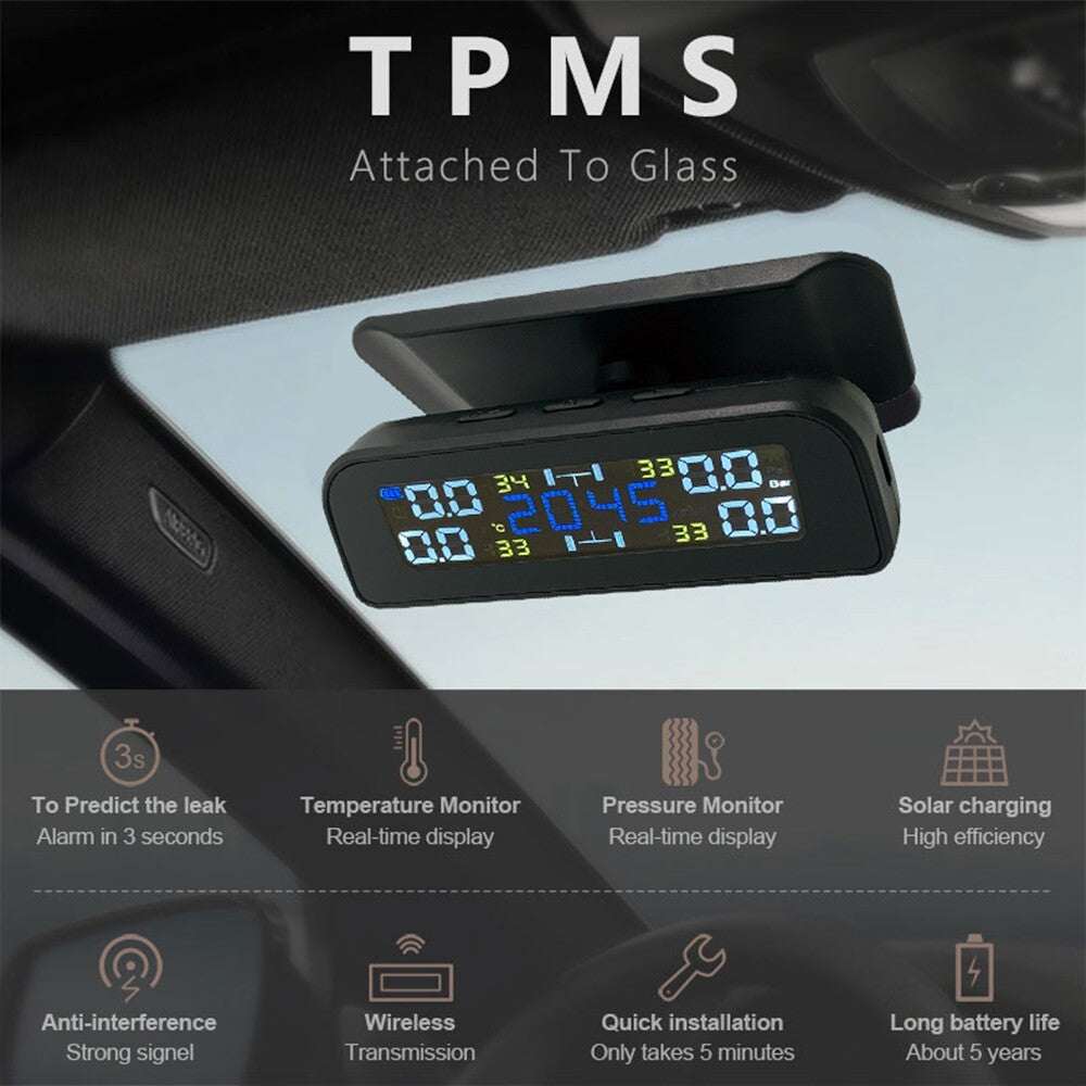 Wireless solar-powered TPMS automotive tire pressure monitoring system with 4 internal sensors - n