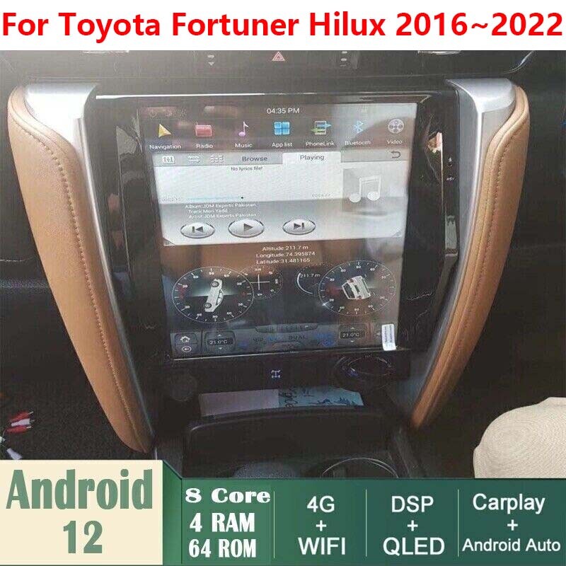 Radio Wifi GPS Navigation Car 12.1 2016~2022 for Toyota Fortuner Hilux Android
