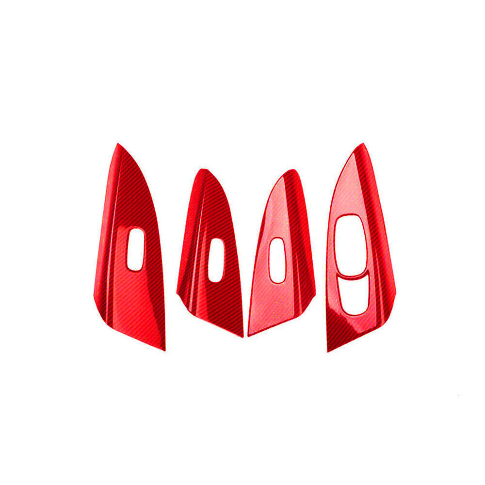 Glass Window Lifting Lock Panel Trim for Nissan Sentra 2013-19 Red Carbon Fiber