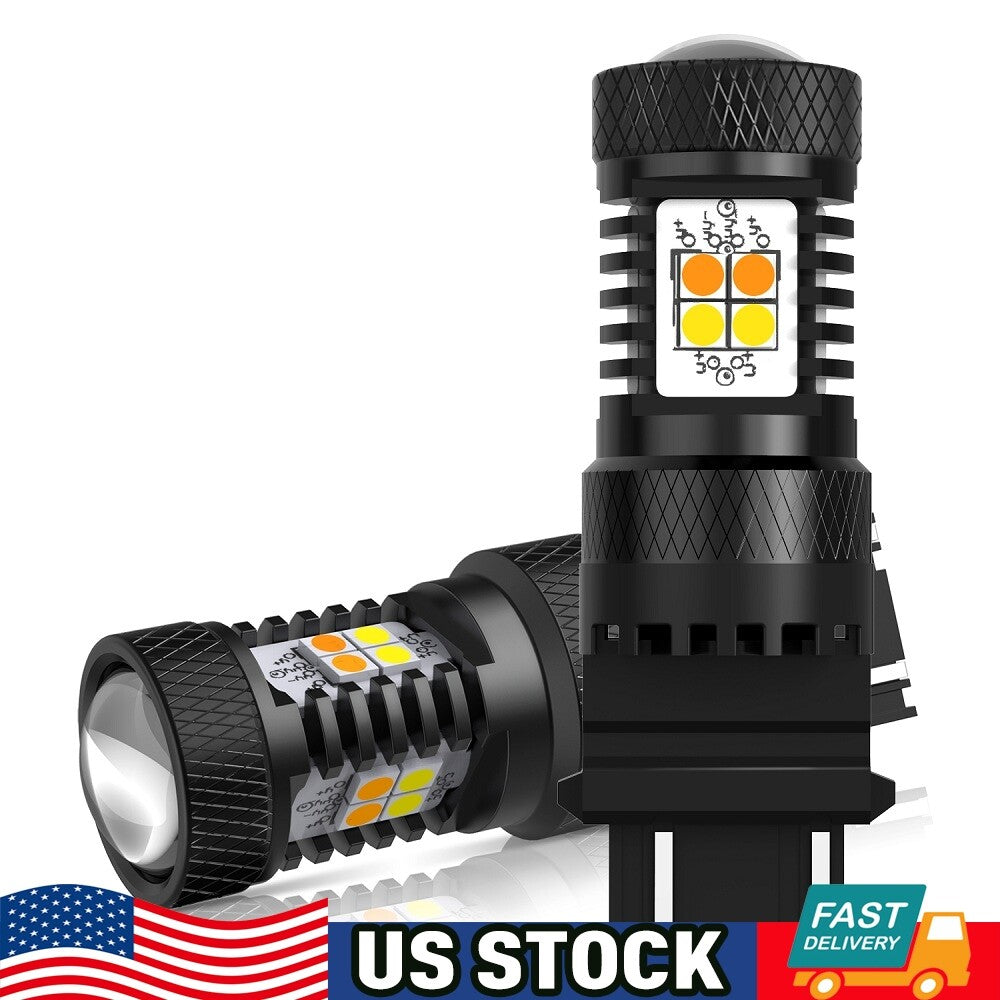 SMD 3157NA 3057A LED switch dual color white amber turn signal light 2800LM- v