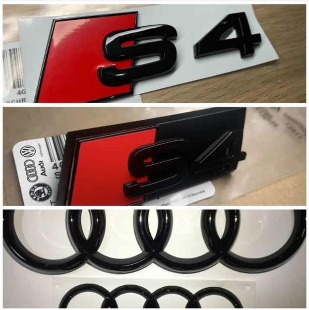 Suitable for Audi S4 range hood rear badge ring front boot badge sticker glossy black 12-19