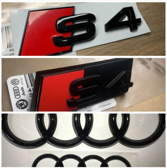 Suitable for Audi S4 range hood rear badge ring front boot badge sticker glossy black 12-19