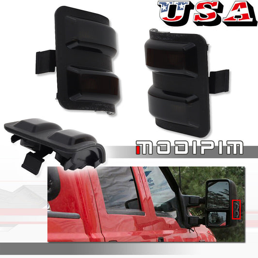 Fit for 08-16 F250 F350 F450 Mission Side Marker Mirror Signal Light Smoked- v