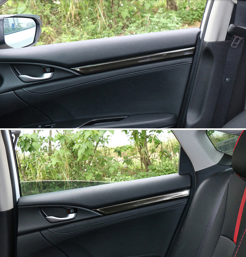 for Honda for Civic 10th 2016-2021 Carbon Fiber Pattern Inner Door Panel Cover Trims