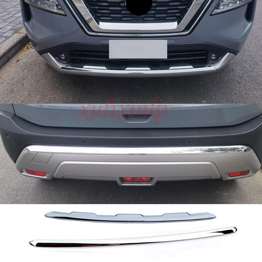 For 2021 2022 for Nissan Rogue ABS Chrome Front and Rear Bumper Molding Cover Trim