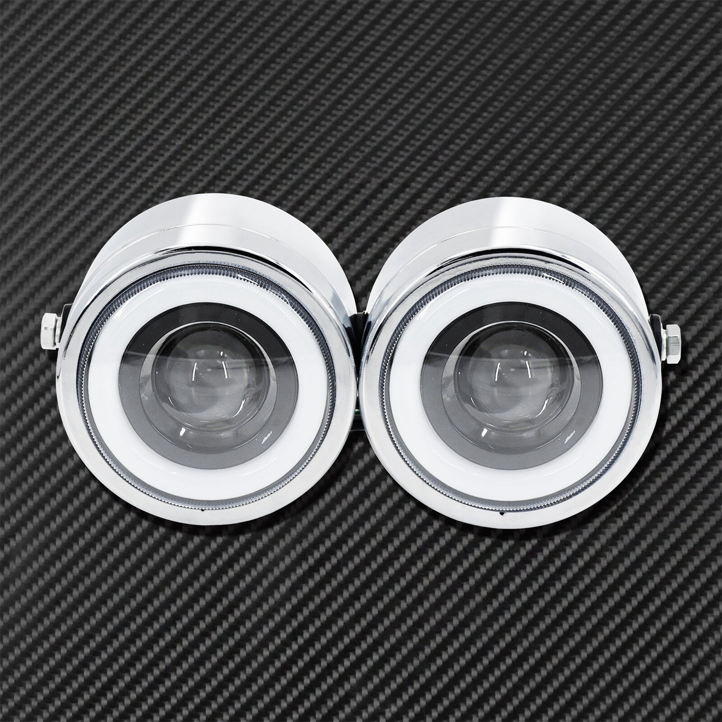 Universal Twin Headlight Double Dual Lamp Chrome Fit for Harley XL883 Bobber Q