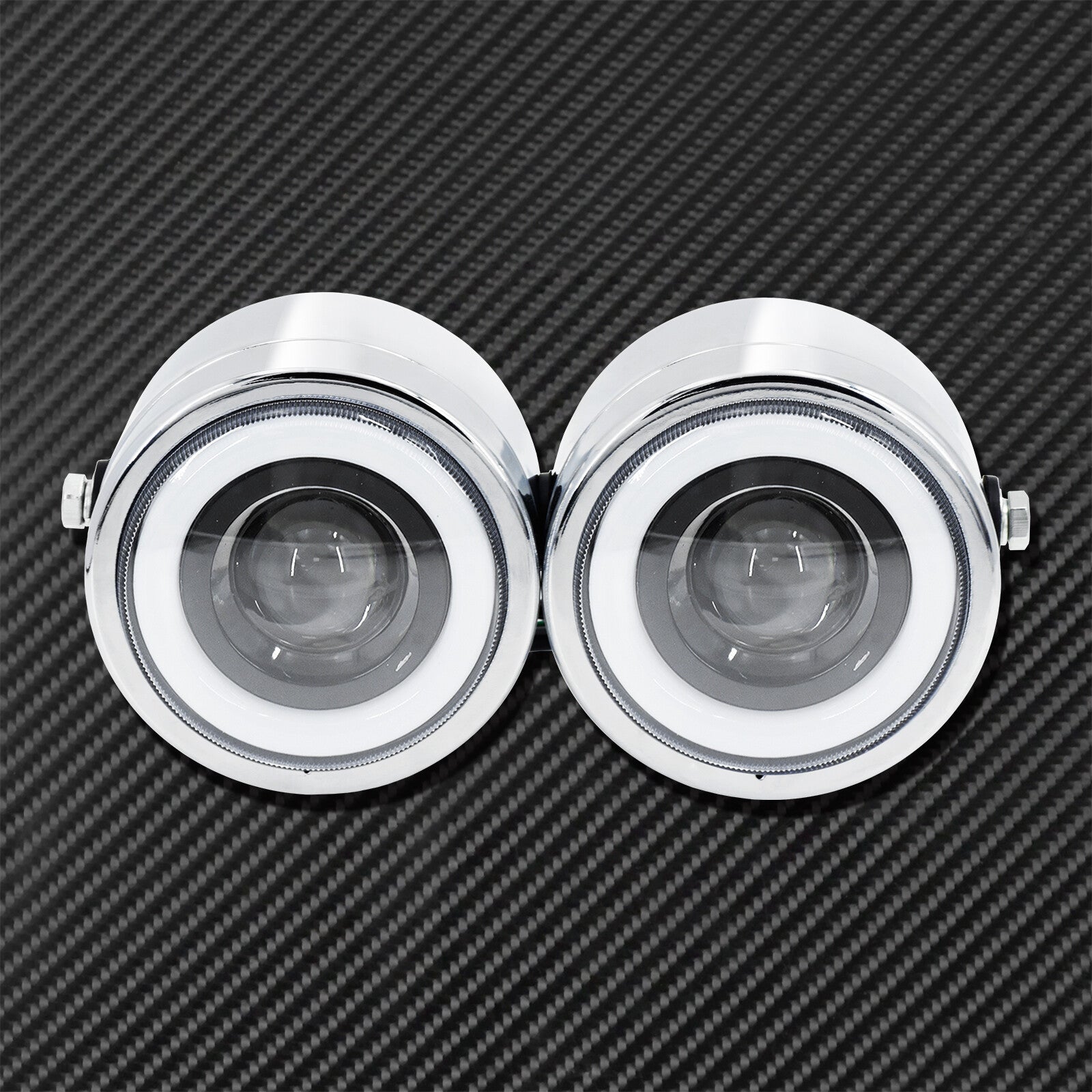 Universal Twin Headlight Double Dual Lamp Chrome Fit for Harley XL883 Bobber Q