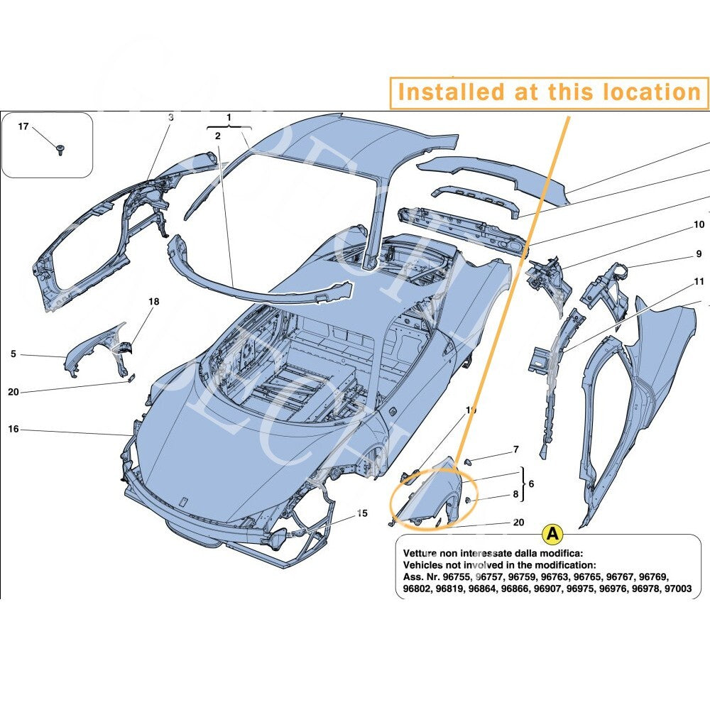 Aftermarket Equipment Manufacturer ( ) for Ferrari 458 Italia Spider Front Fender Left Side: 85617711