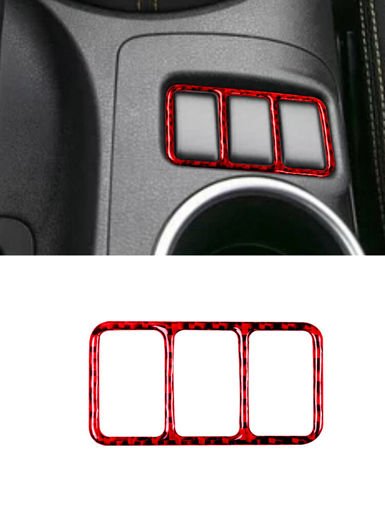Red Carbon Fiber Center Control Heating Button Frame Cover Trim for Nissan 370Z