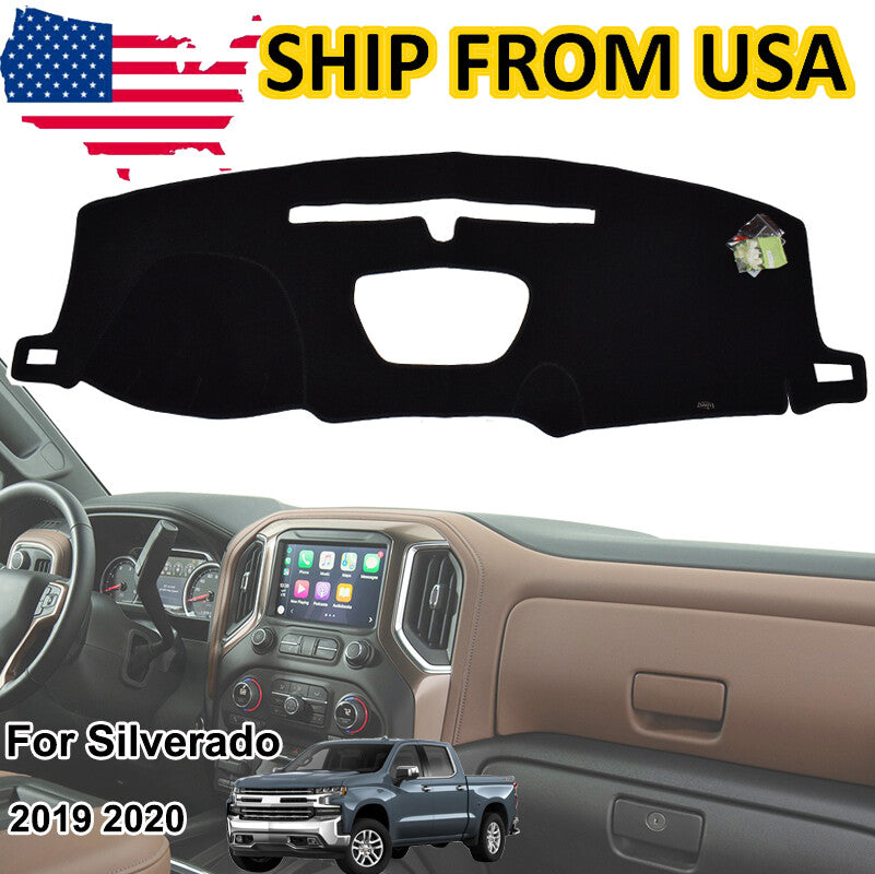 Dashboard Pad Dash Cover Mat for 2019- 2020 for Chevrolet Silverado for GMC for Sierra Black