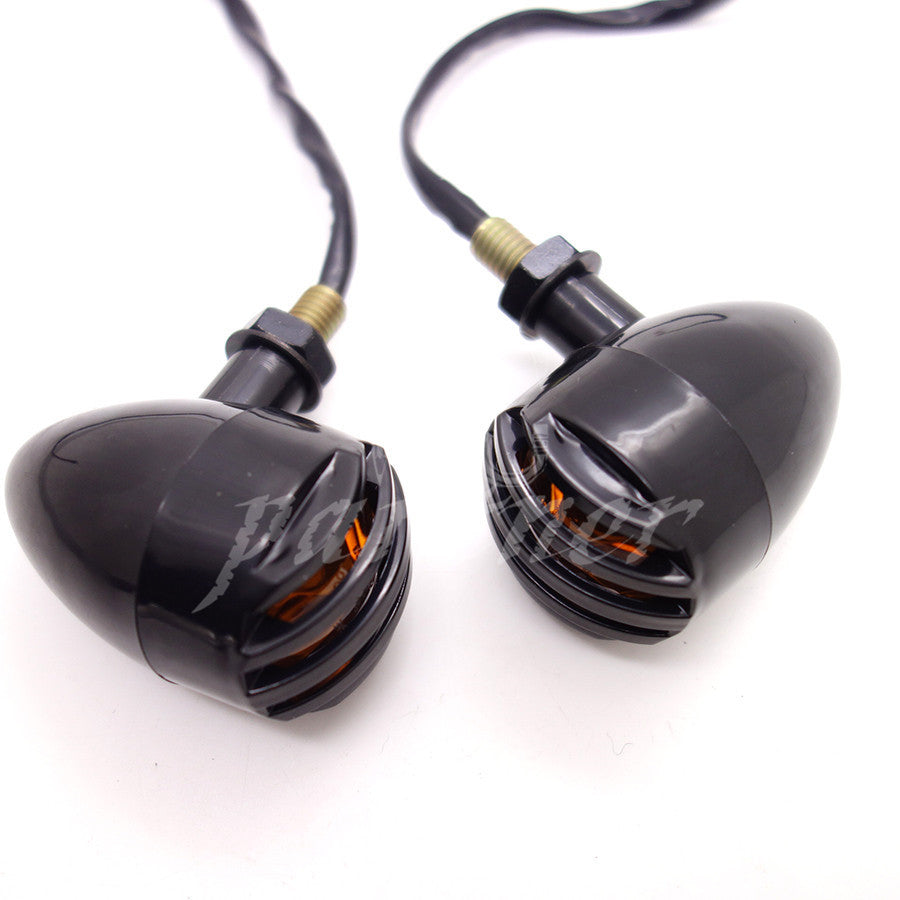 2X Black ABS Grill Bullet Turn Signal Indicator Light for Harley Chopper Custom Q