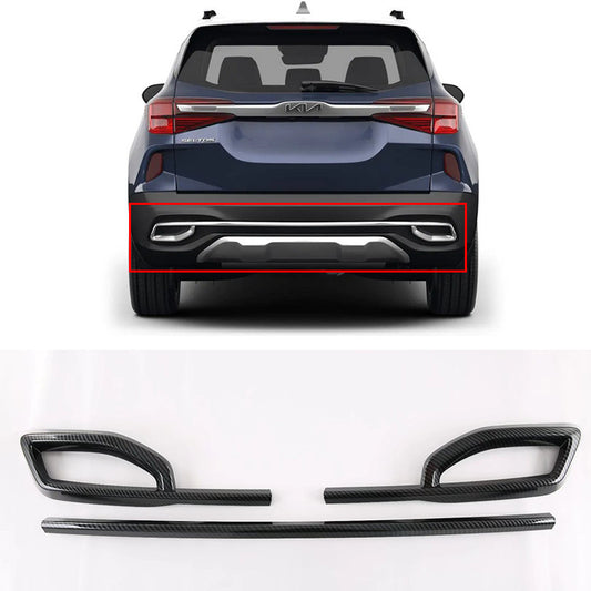 for Kia Seltos 2020-2023 Carbon Fiber Rear Bumper Cover protector Trim-Moulding