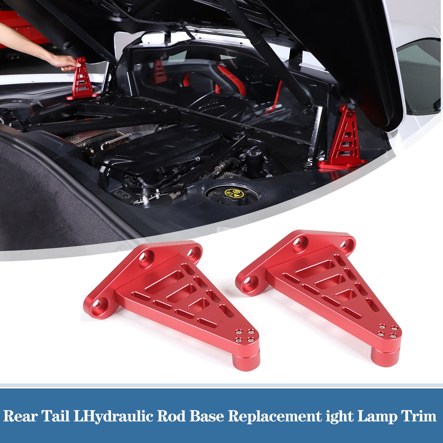Red alloy E-Ray RaceLite rear cabin support bracket for Corvette C8 2020-2024