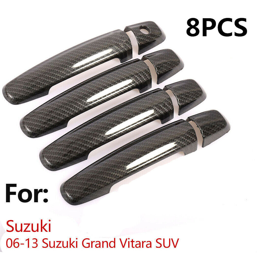 8PCS For 06-13 for Suzuki Grand Vitara SUV Carbon Fiber Side Door Handle Covers Trim n
