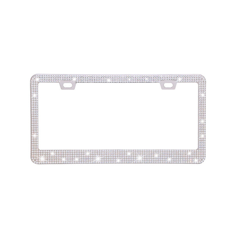 Bling License Plate Frame Glitter Crystal Sparkling Rhinestone Tag Q