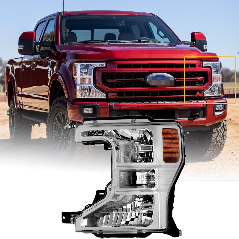 Driver Halogen Headlight Chrome LH For 2020-2022 Super Duty F250/350/450 n
