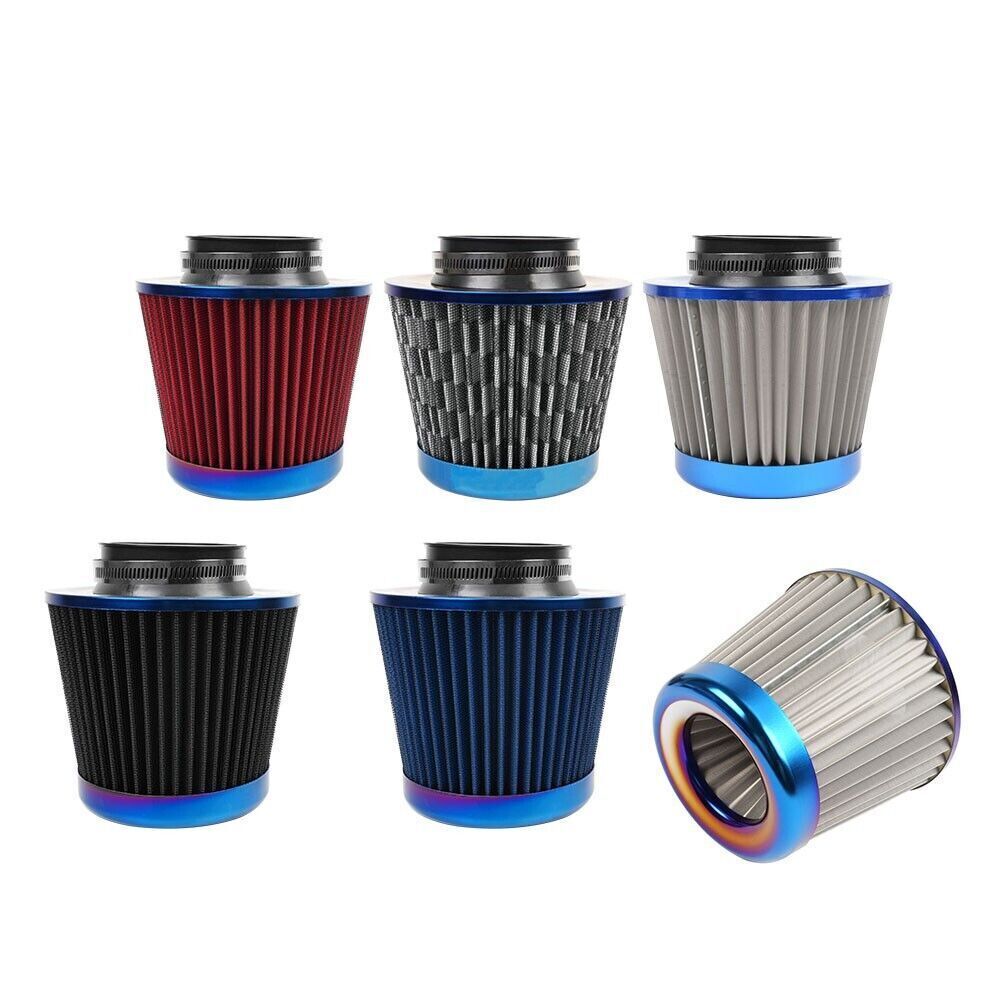 3 76mm Universal Car Air Intake Filter High Flow Cold Air Intake Performance Q