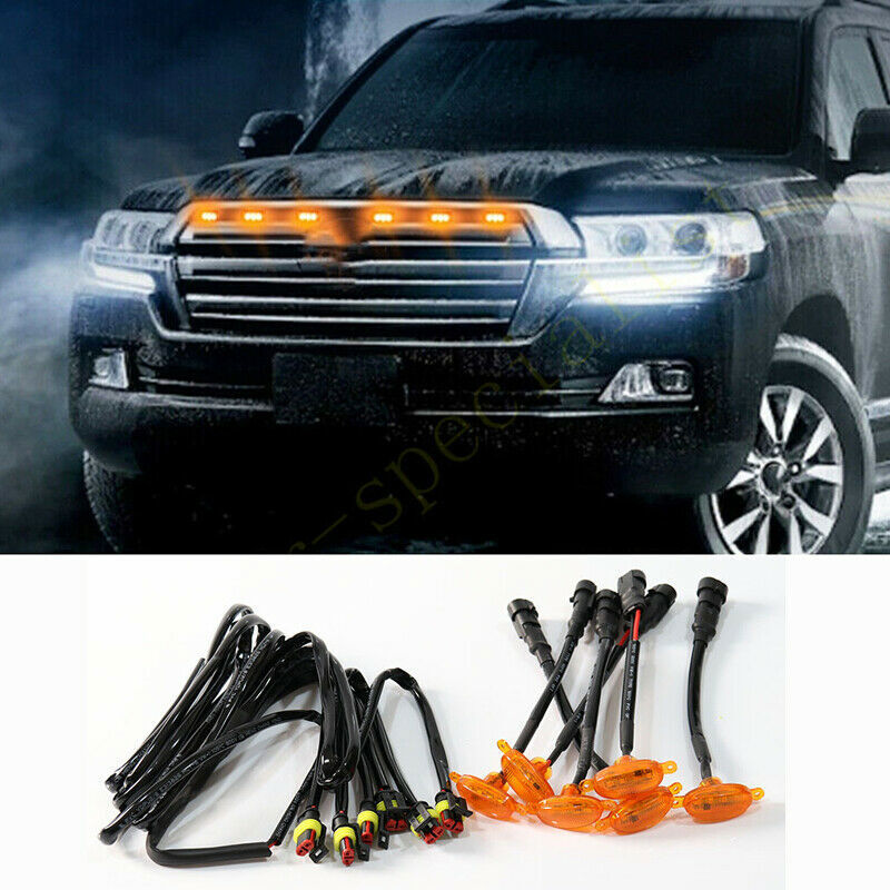 6pcs for Toyota for Land Cruiser 2016-2021 Front Grille LED Light Style Trim Q