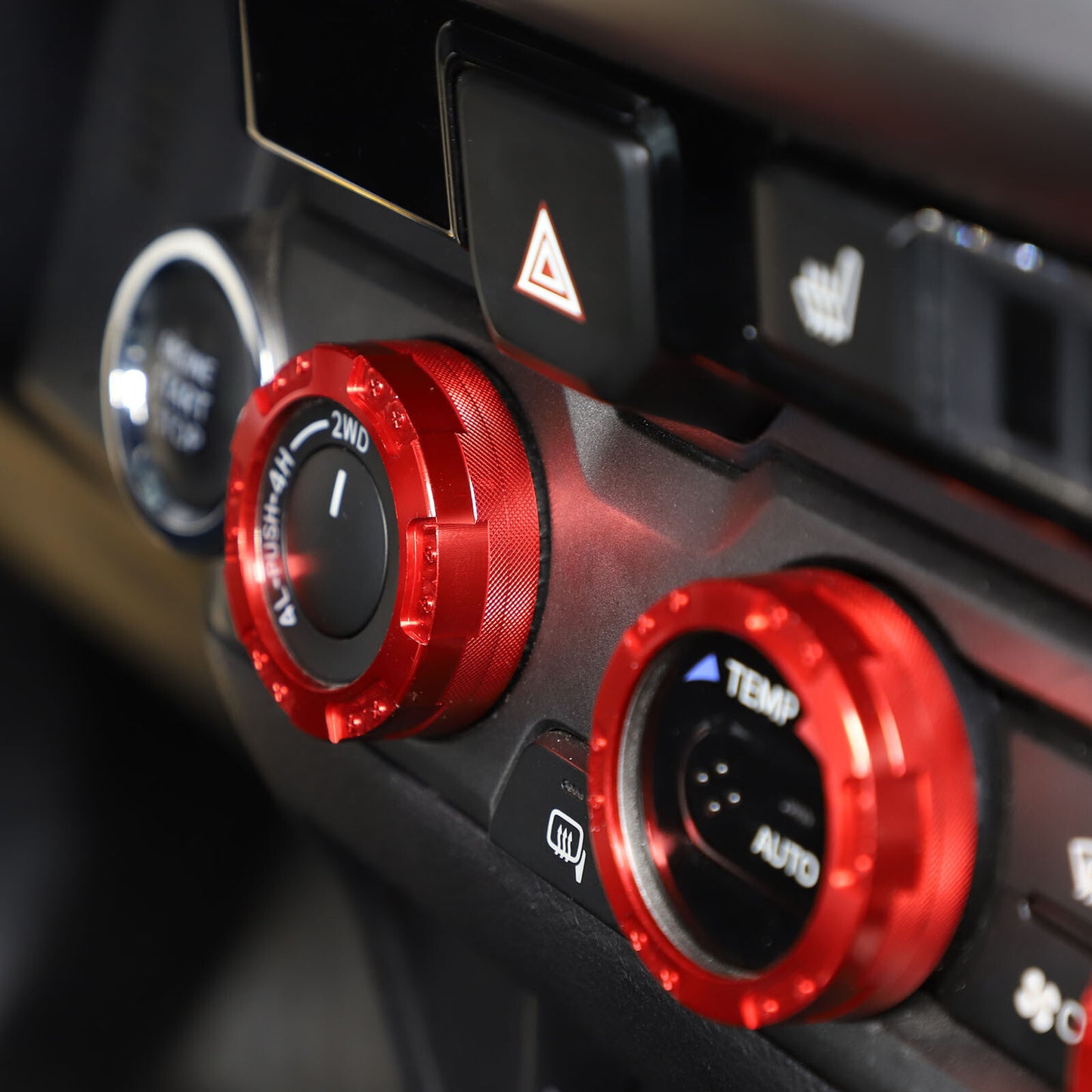 Red car climate control ring knob decorative cover for Tacoma 2016-2024 4 pieces n