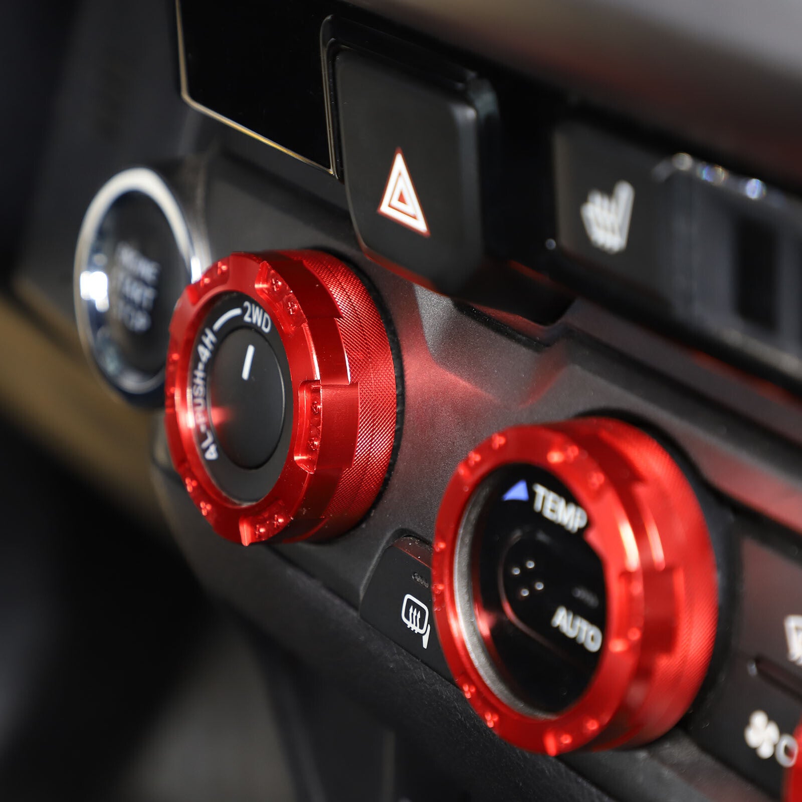 Red car climate control ring knob decorative cover for Tacoma 2016-2024 4 pieces n