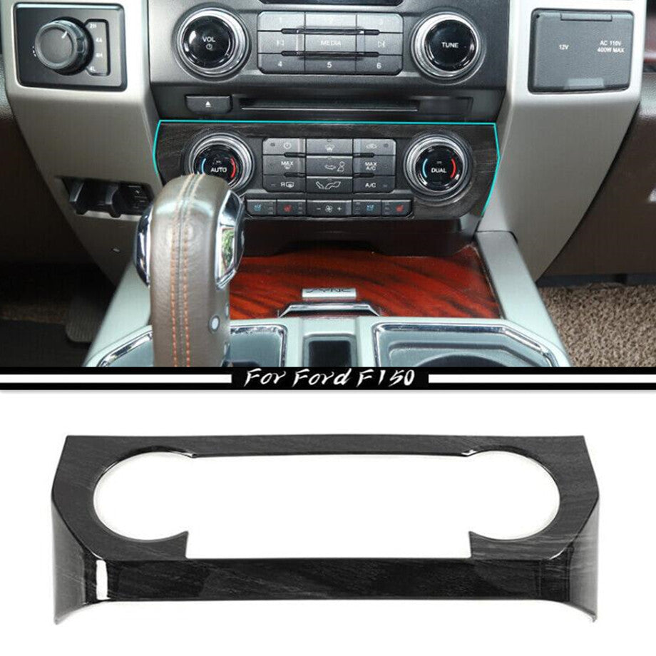 For 15-20 F150 Black Wood Grain Air Conditioner A/C Switch Panel Cover Trim v