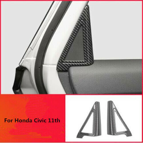 2PCS Carbon Fiber Rear Door Speaker Triangle Cover Trim for Honda for Civic 2022-24
