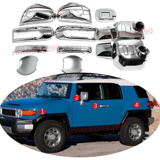 for Toyota FJ Cruiser 2007-20 Chrome Headlight/ Handle/ Fuel Tank Cap Trim Kit