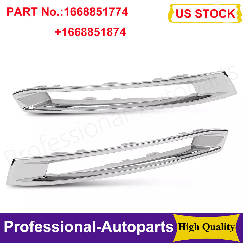 1Pair Front Left&Right Fog Light Cover Chrome Trim Fit for Benz X166 GL 13-2016