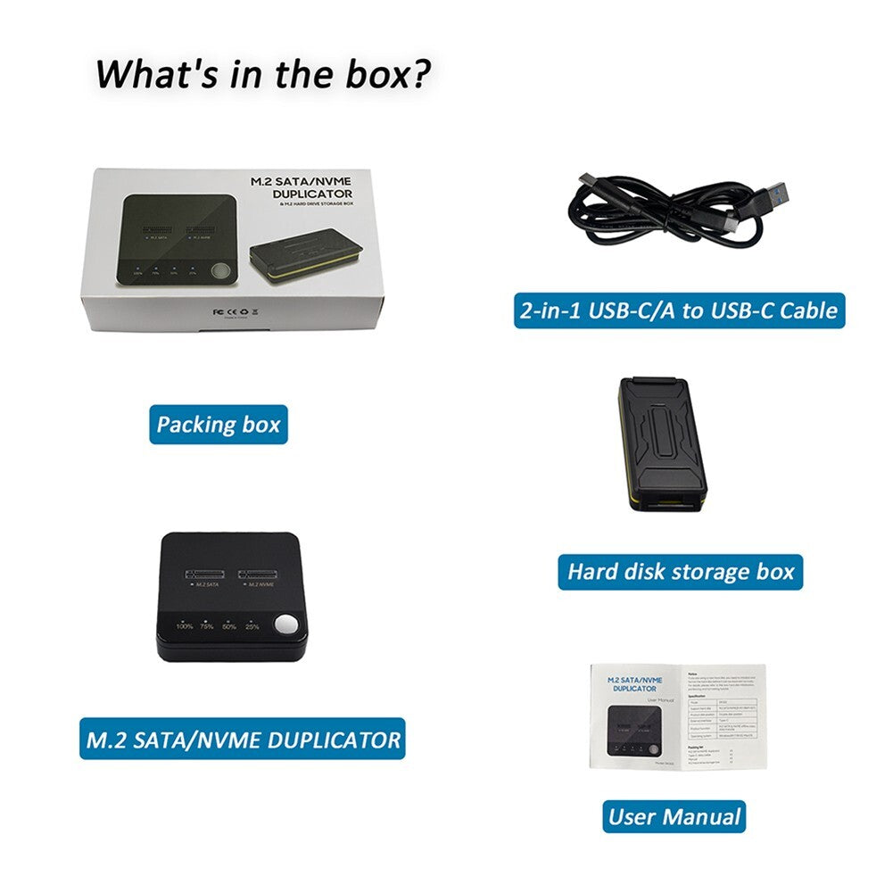 2 Bay M.2 For SATA Clone Docking Station,SSD Duplicator Support One-Key