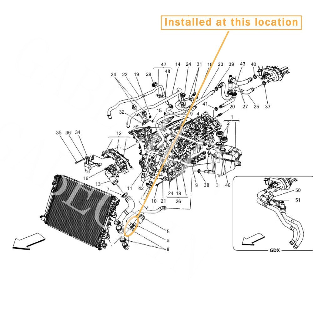 Suitable for Maserati Quattroporte Ghibli radiator cooling water outlet hose 6700394