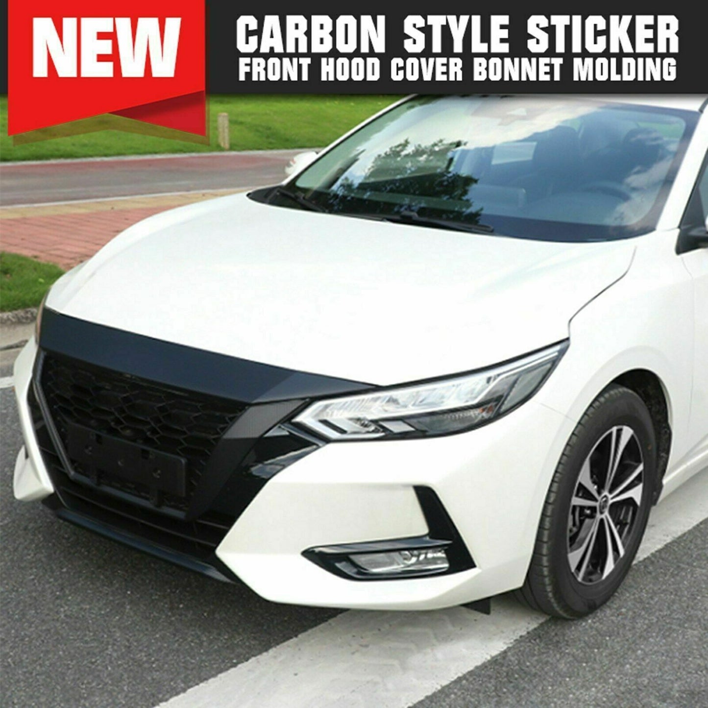 for Nissan Sentra 2020-2023 Carbon Color Front Hood Cover Molding Trim Sticker