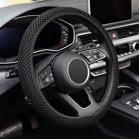 Car Steering Wheel Cover Universal Standard Size 15 inch Black Microfiber Silk-